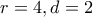 r=4 , d=2  