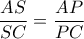 \displaystyle \frac{AS}{SC}=\frac{AP}{PC} \displaystyle \frac{AS}{SC}=\frac{AP}{PC}