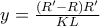 y = \frac{{(R' - R)R'}}{{KL}}