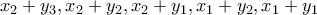 x_2+y_3, x_2+y_2, x_2+y_1, x_1+y_2, x_1+y_1