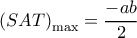  \displaystyle {\left( {SAT} \right)_{\max }} = \frac{{ - ab}}{2}