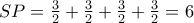 SP=\frac{3}{2}+\frac{3}{2}+\frac{3}{2}+\frac{3}{2}=6
