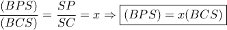 \dfrac{(BPS)}{(BCS)}=\dfrac{SP}{SC}=x \Rightarrow \boxed{(BPS)=x(BCS)}