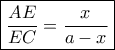 \boxed{\frac{AE}{EC}=\frac{x}{a-x}}