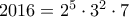 2016 = 2^5 \cdot 3^2 \cdot 7