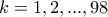 k=1,2,...,98
