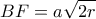 \displaystyle{BF=a\sqrt{2r}}