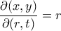\displaystyle{\frac{\partial(x,y)}{\partial (r,t)}=r}
