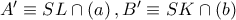 A' \equiv SL \cap \left( a \right),B' \equiv SK \cap \left( b \right)