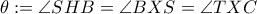 \theta:=\angle SHB=\angle BXS=\angle TXC