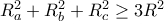 R_{a}^{2}+R_{b}^{2}+R_{c}^{2}\geq3R^{2}