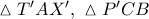 \vartriangle T'AX',\ \vartriangle P'CB