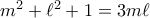 m^2+\ell^2+1=3m\ell