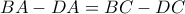 BA-DA=BC-DC