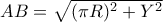 AB=\sqrt{(\pi R)^{2}+Y^{2}} AB=\sqrt{(\pi R)^{2}+Y^{2}}